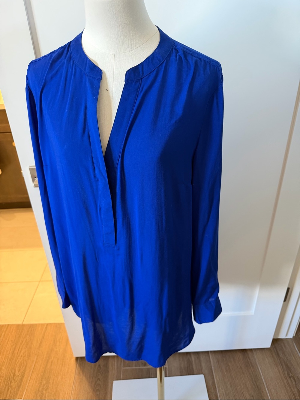 Classic Cobalt Split-Neck Long-Sleeve Tunic